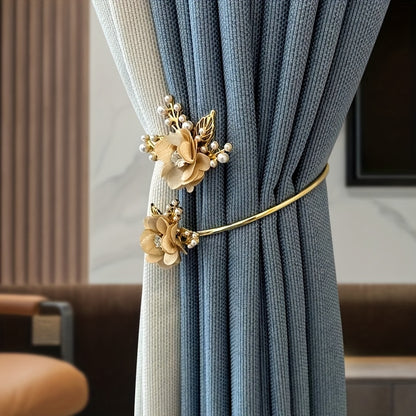 1pc Luxury Metal Faux Pearl Curtain Holdback Flower Design By PK LUXUS™