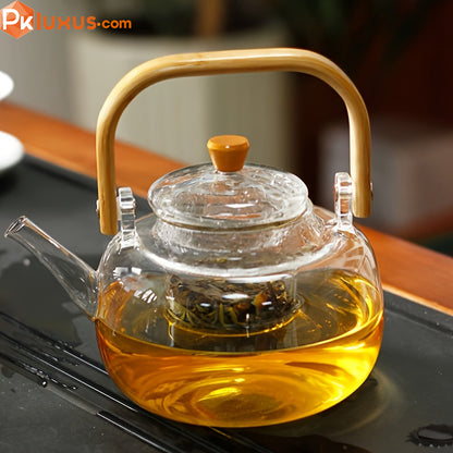 High-Quality Double Wall Glass Teapot with Bamboo Handle PK LUXUS™ - PK LUXUS