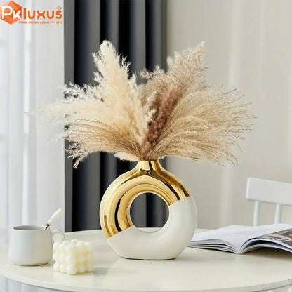 Luxury Gold & White Donut Vase By PK LUXUS™