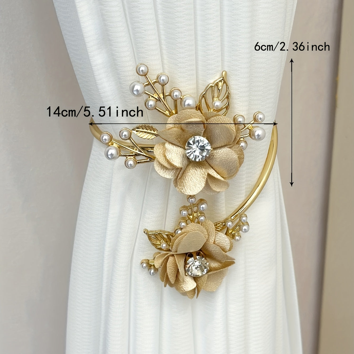 1pc Luxury Metal Faux Pearl Curtain Holdback Flower Design By PK LUXUS™