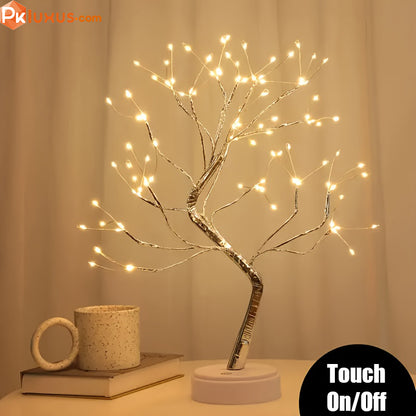 LED Bonsai Tree Desk Lamp, 108 Warm White Lights, Touch Control By PK LUXUS™ - PK LUXUS