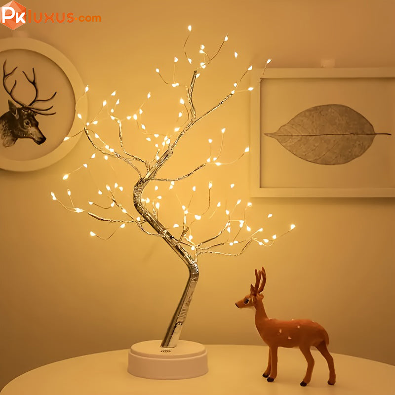 LED Bonsai Tree Desk Lamp, 108 Warm White Lights, Touch Control By PK LUXUS™ - PK LUXUS