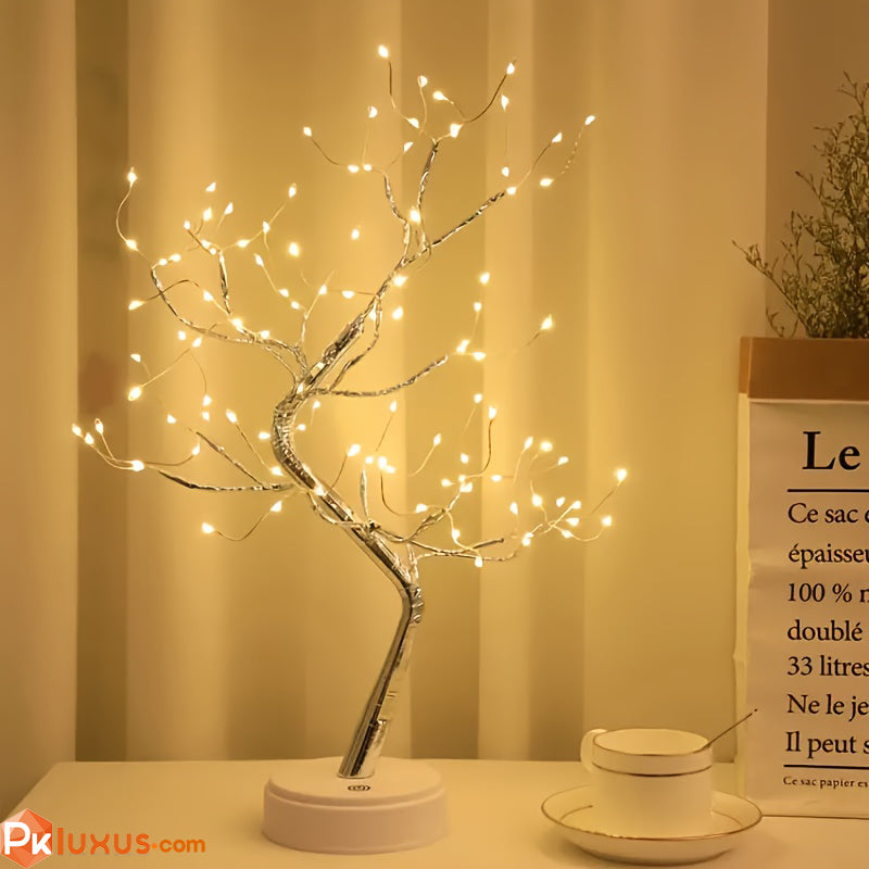 LED Bonsai Tree Desk Lamp, 108 Warm White Lights, Touch Control By PK LUXUS™ - PK LUXUS