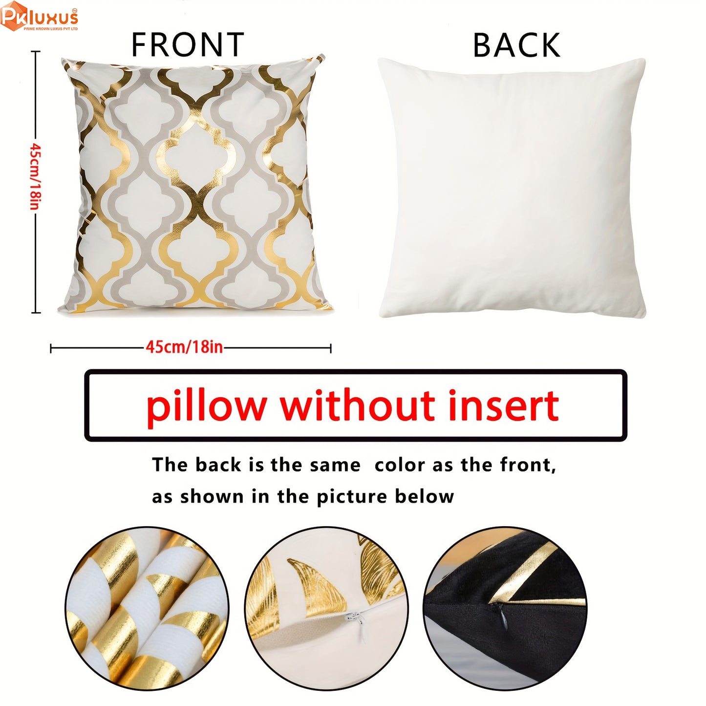 4pcs, Golden Foil Geometric Throw Pillow Covers By PK LUXUS™