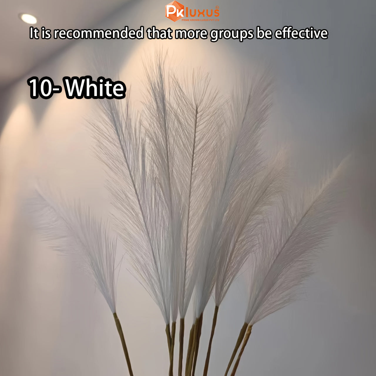 10 Stems Bunch Faux White Pampas Grass/ Feather Flowers By PK LUXUS™