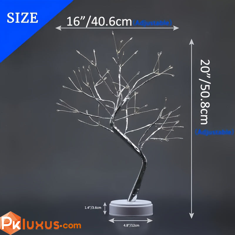 LED Bonsai Tree Desk Lamp, 108 Warm White Lights, Touch Control By PK LUXUS™ - PK LUXUS