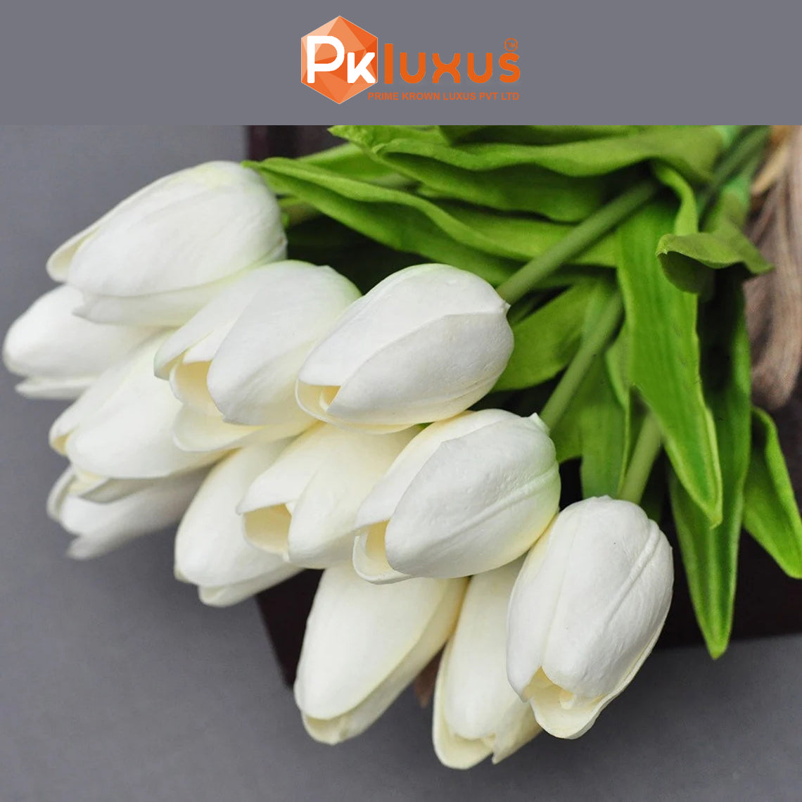 10 Stems Of Real Touch White Tulips Made With Rubber By PK LUXUS™ - PK LUXUS