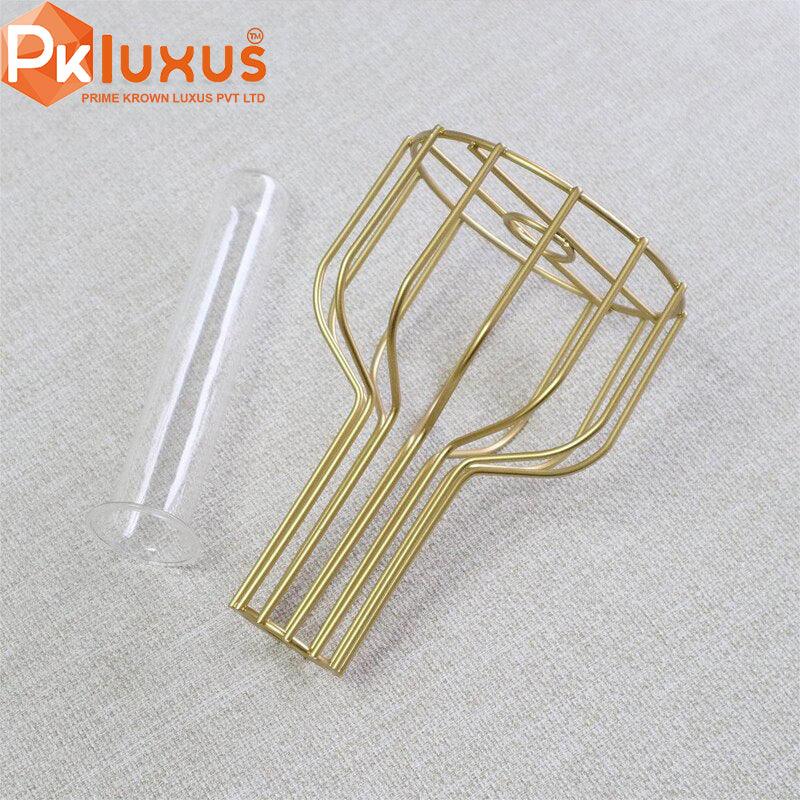 Gold Wine Bottle Vase With Transparent Glass | PK LUXUS™ - PK LUXUS