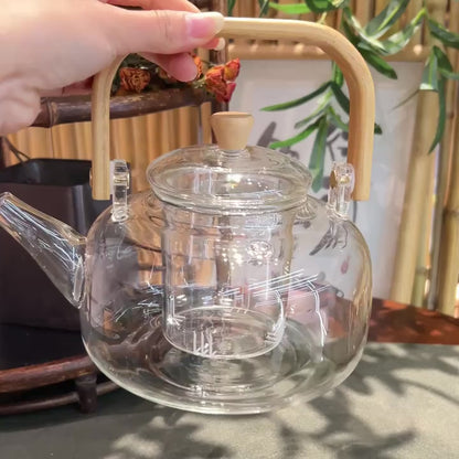 High-Quality Double Wall Glass Teapot with Bamboo Handle PK LUXUS™