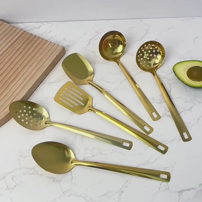 6pcs Korean Style Stainless Steel Gold-Plated Spatula Kitchenware Set By PK LUXUS™