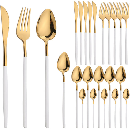 24 Pieces High Quality Golden Stainless Steel Cutlery Set By PK LUXUS™